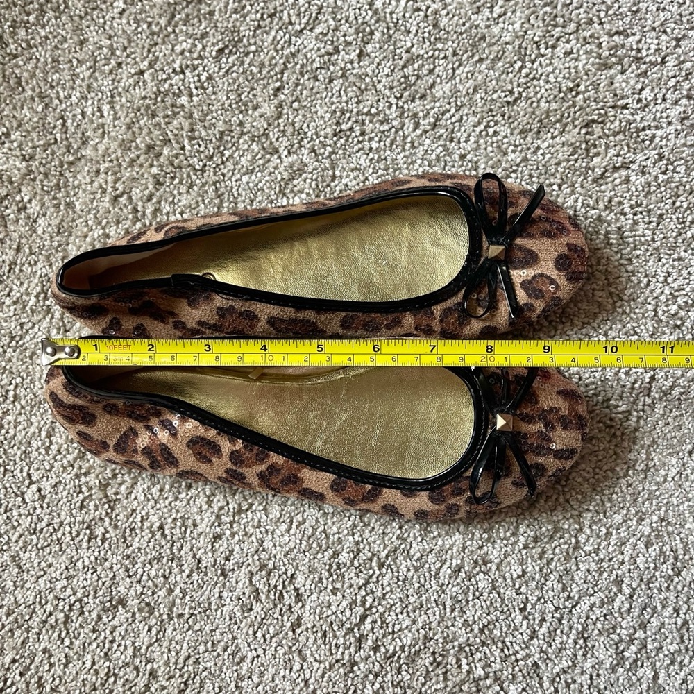 Bongo Leopard Print Ballet Sequin Flats Black Bow Detail Size 9 - Picture 5 of 5